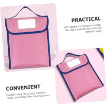 Grote, ruime roze nylon boekentas met naamlabel, lichtgewicht, draagbare handtas