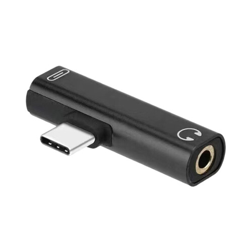 Adaptateur de musique de Type C à 3.5Mm, avec Double sortie-Noir