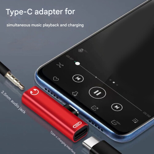 Professional USB C To 3.5Mm Music Adapter With Charging-Silver 1