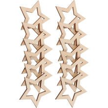 Recortes de estrellas de madera en blanco, piezas de manualidades huecas con forma de estrella