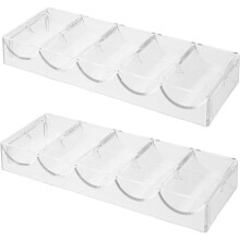 Bandeja y organizador de fichas de póker de acrílico para juegos en casa, capacidad para 100 fichas, juego de 2, ideal para fiestas y otros eventos.