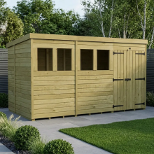 12 x 5 Pent Shed Tanalised (Double Door, With Windows)