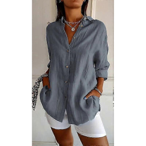 (5XL, Grey) Women Shirt Top