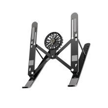 Aluminium laptopstandaard met stille koeling,-Zwart