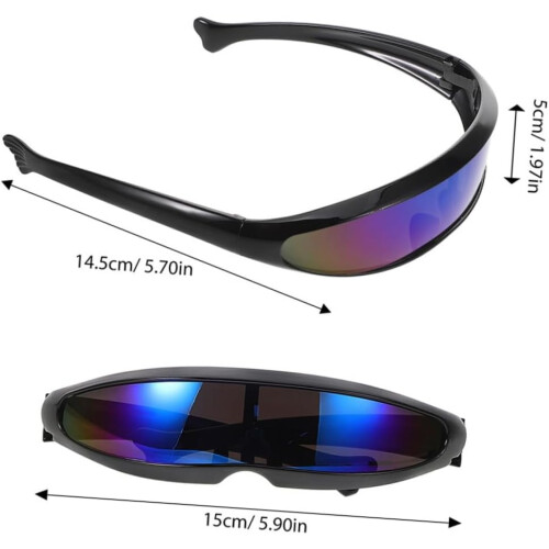 2Pcs Black Frame Blue Mirror Polarized Cycling Sunglasses Fish Shape 1
