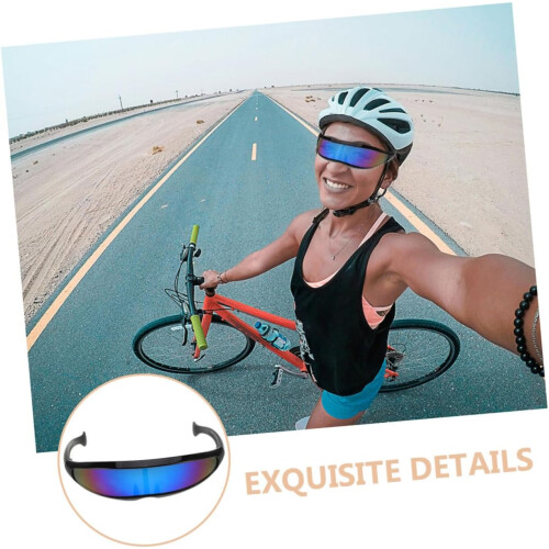 2Pcs Black Frame Blue Mirror Polarized Cycling Sunglasses Fish Shape 2