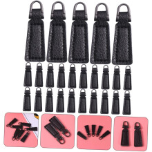 25 stuks zwarte ritssluitingtrekkers van PU-leer voor tassen en kleding, universeel afneembaar.