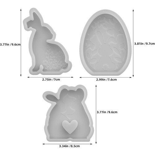 3pcs Easter Candle Molds Silicone Bunny and Egg Molds for DIY Easter Crafts and Aromatherapy Candle Making 1