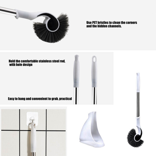 Ergonomic Handle Toilet Brush Set with Ventilated Base Modern 2