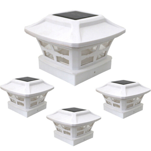 3X Luzes de Poste Solar para Postes Ao Ar Livre Luzes Solares de LED para Cerca Postes para Postes de Madeira de 4X4 Polegadas Branco Quente