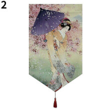 (2) Japanese Short Doorway Curtain Hanging Flag Valance Parlor Dcor