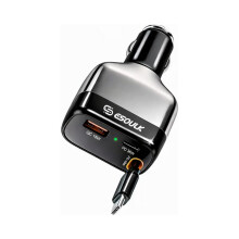 Încărcător auto retractabil cu încărcare rapidă USB C, cablu USB-C încorporat de 45W, încărcător auto cu 3 porturi de 12V pentru Samsun