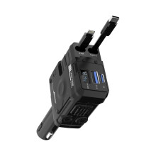 Încărcător auto retractabil Mecha, 120W, încărcare super rapidă, pentru una până la trei brichete auto, încărcare fulgerătoare