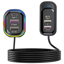Încărcător USB auto nou, multifuncțional, 66W, încărcare super rapidă, încărcător auto poros cu fir, pentru telefon mobil