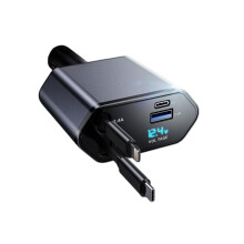 Încărcător auto nou cu încărcare rapidă, mini cablu retractabil patru-în-unu pentru telefon mobil, încărcare super rapidă de tip C