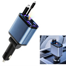 Încărcător auto Starry Sky Top, 120W, încărcare super rapidă, cu cablu retractabil, brichetă auto cu lumină ambientală