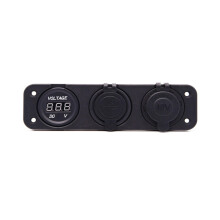 Încărcător auto cu panou cu 3 găuri, cu întrerupător, bază feminină, bază de încărcare pentru telefon mobil cu dublă USB, mufă de încăr
