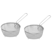 2 Stück Rostfreier Stahl Frittier Körbe Heißer ÖL Frittier Korb mit Einem Griff Mesh Nudel Knödel Lebensmittel Sieb