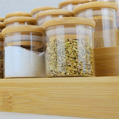 2X 3-Tier Non-Expandable Bamboo Spice Rack Step Shelf Cabinet Organizer 2