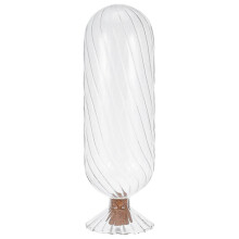 Cloche à allumettes ronde en verre transparent, idéale pour le rangement et la présentation. Matériau : verre et bois. Lot de 1.
