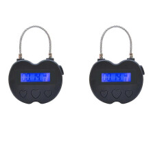 2X Smart Time Lock Lcd Time Lock Usb Rechargeable Temporary Timer Padlock Travel Electronics-Good