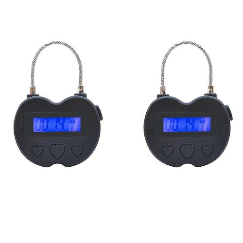 2X Smart Time Lock Lcd Time Lock Usb Rechargeable Temporary Timer Padlock Travel Electronics-Good