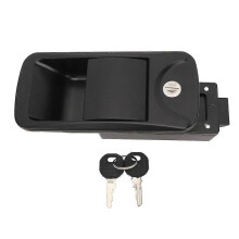 Poignée de verrouillage de porte en alliage de zinc pour camping-car avec 2 clés, pour yacht, montage encastré, noir, 15,7 x 7,6 cm