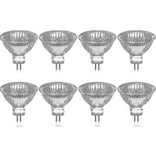 Lot de 8 ampoules halogènes MR16 35 W 12 V, dimmables, blanc chaud 2800 K, 400 lumens, avec couvercle en verre