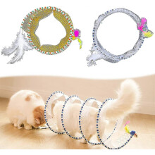 Tunnel pliable pour chat, lot de 2 tunnels pliables, jouet interactif Ă plumes pour chat, tunnels en forme de S