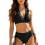 Practical Two Piece Ladies Swimsuit Comfortable-Black M 1