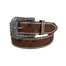 Antieke tailleriem in cowboystijl met-Oud zilver 120cm