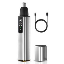 Nasenhaartrimmer für Männer, USB-wiederaufladbar, Ohr- und Nasenhaartrimmer mit LCD-Display, professionelles Trimmen