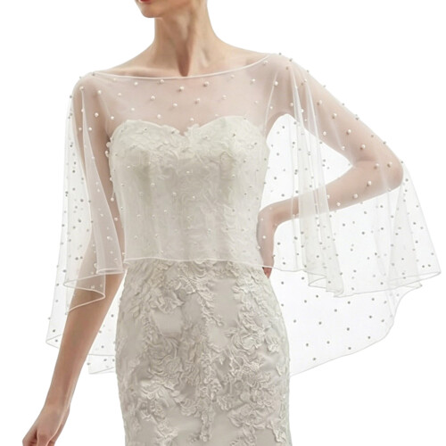 Châle en filet orné de perles classiques, accessoire de bal-P