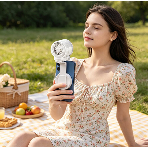 Multi Purpose Handheld Table Fan With Magnetic Attachment-White 2