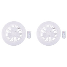 2X Plafondventilatoren met Verlichting en Afstandsbediening, Inbouw Plafondventilator Moderne Lage Profielen Bladloze Kleine Plafondventilator voor