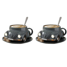 2X Shaped Coffee Mug Heat Resist Funny Coffee Cup Large Capacity Handmade Decoration Cup for Coffee Lovers Gray