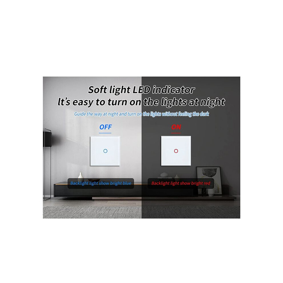 Photos - Other Hand Tools 2X EU 1Gang 2Way Dual Touch Tempered Glass Panel Stair Bedroom Sensor Switches No Need WI-FI White