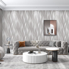 Trafagala Greyish Beige Embossed Wallpaper NonWoven Wave Stripes Roll