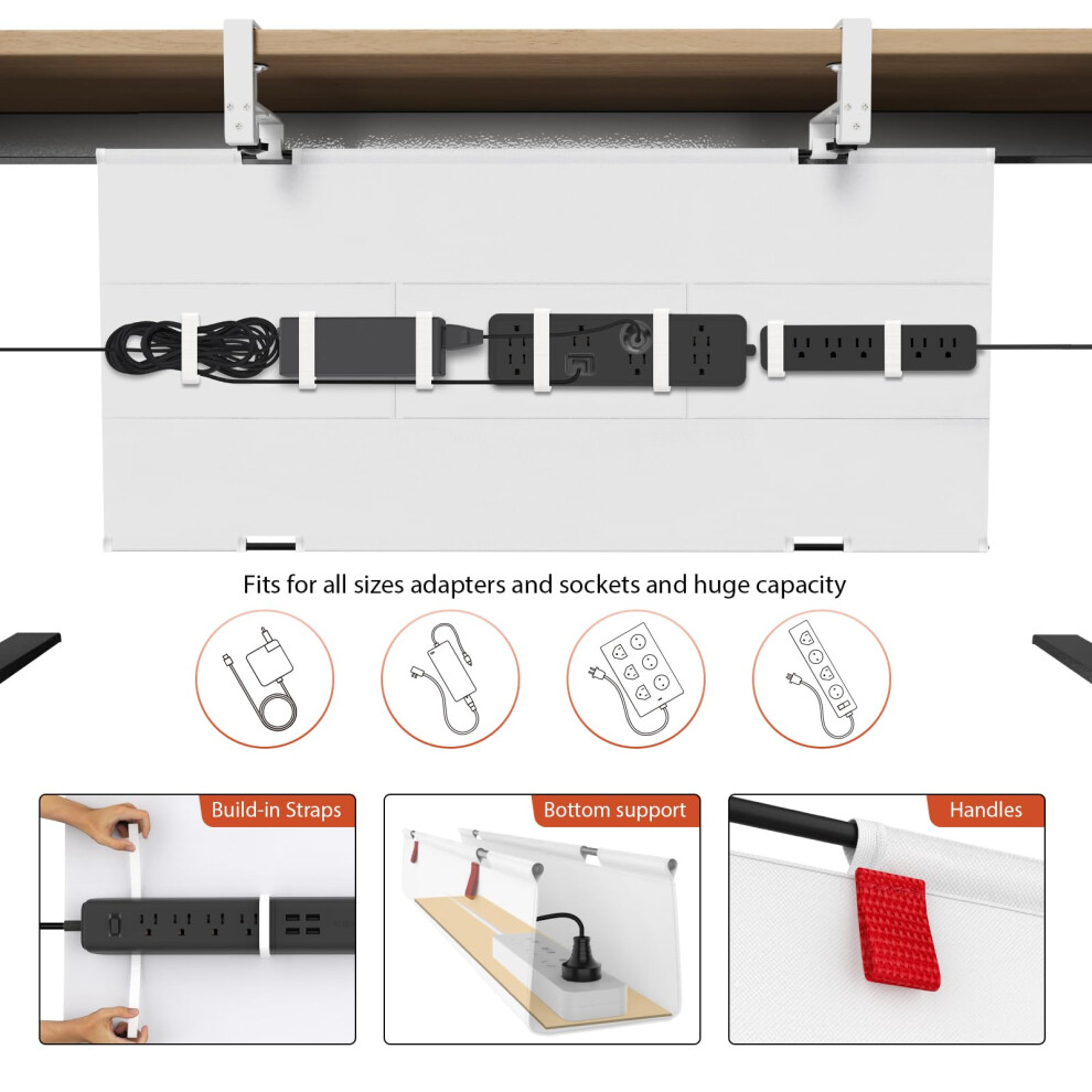 Photos - Cable (video, audio, USB) Univivi Under Desk Cable Management White 36 No Drill Desk Cable Tidy