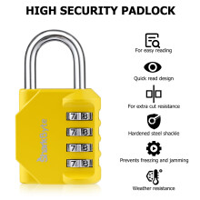 SharkByte Combination Padlock 4Dial Heavy Duty Combination Lock Weathe