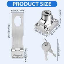 Flintronic Keyed Hasp Lock 4 Inch Door Lock Hasps with 2 Keys Safety D