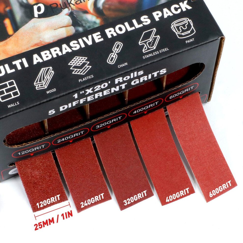 Emery Cloth Roll Set 5 Grits 120240320400600 Grit Sandpaper Roll 1 X 2 5007545644138