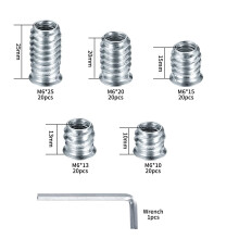 M6 Threaded Inserts for Wood 100 Pcs Threaded Insert Nuts Hex Threaded