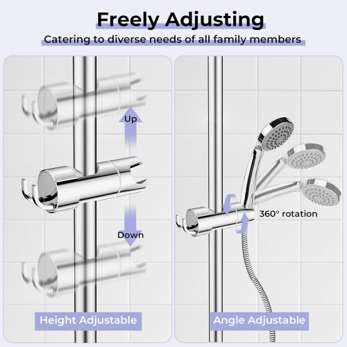 Alyvisun Shower Head Holder with 2 Hooks Adjustable Shower Holder Brac 1