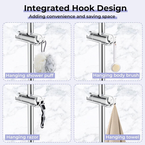Alyvisun Shower Head Holder with 2 Hooks Adjustable Shower Holder Brac 2