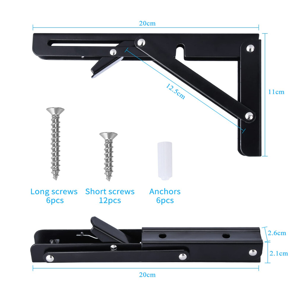 Ozzagar Folding Shelf Brackets 8 Inch 2Pcs Heavy Duty Shelves Bracket 5007890510591
