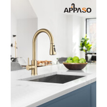 APPASO Gold Kitchen Tap Sink Taps Mixer with Pull Out Spray Mixer Tap