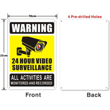 Luimode 1 Pack Surveillance Warning Sign Safety Sign Aluminum Video Su