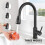 DERW Black Kitchen Tap Kitchen Mixer Taps with Pull Out Sprayer Swivel 3