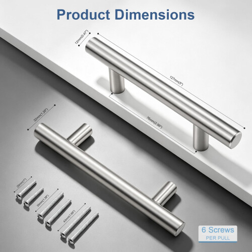 PinLin 30 Pack Kitchen Door Handles 76mm Hole Centre Brushed Nickel Ca 1